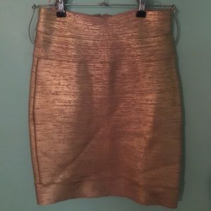 Herve Leger Gold Bandange Skirt